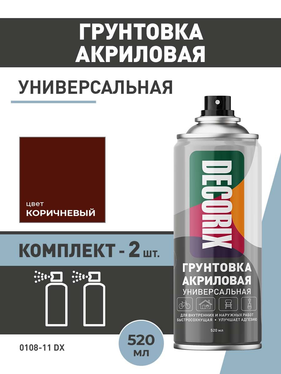 АэрозольнаягрунтовкапоржавчинеDECORIX520млкрасно-коричневая-комплект2шт