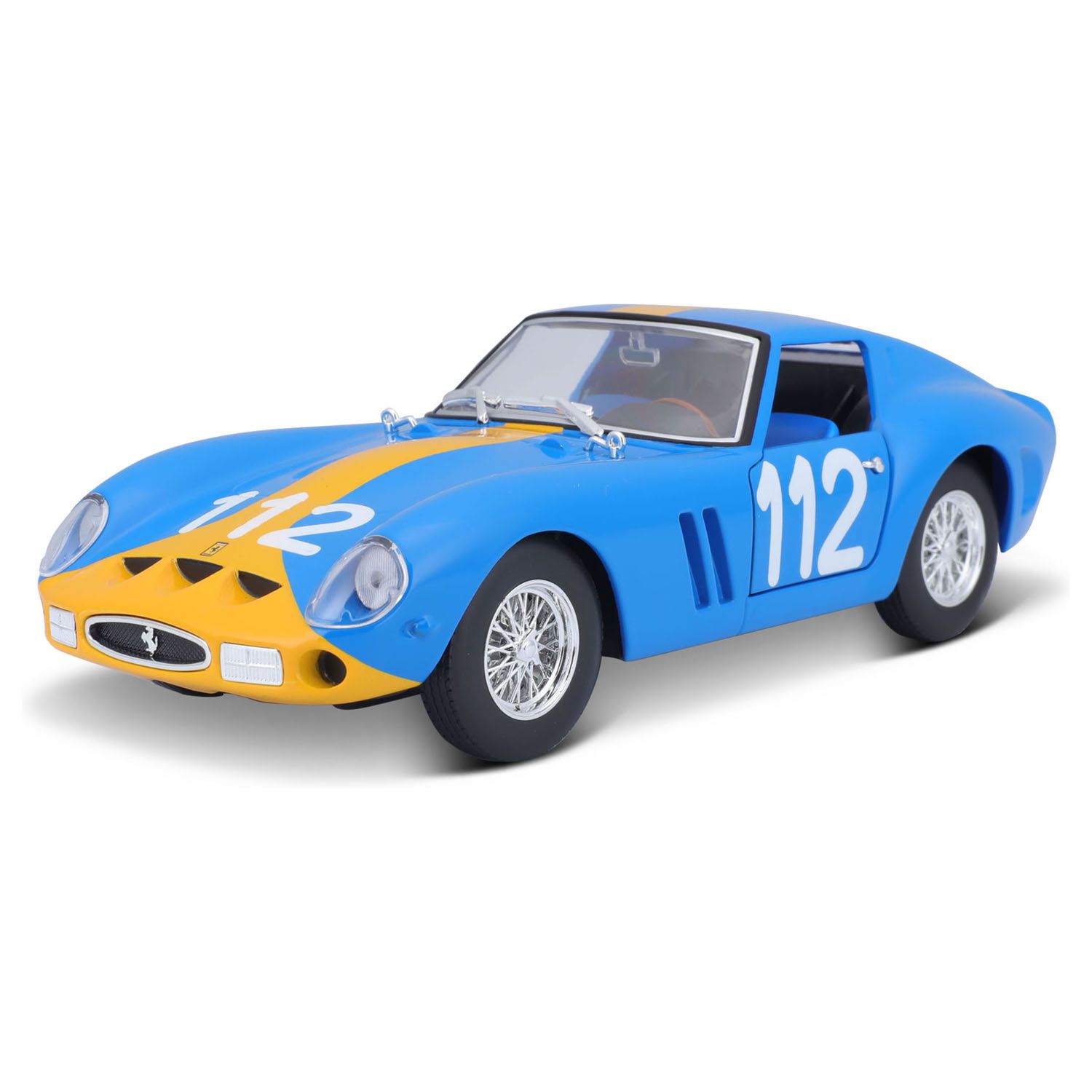 Гоночная машинка die-cast Ferrari - 250 GTO, 1:24, голубая с принтом,  открывающиеся двери, Bburago, 18-26305 - купить с доставкой по выгодным  ценам в интернет-магазине OZON (1471947194)