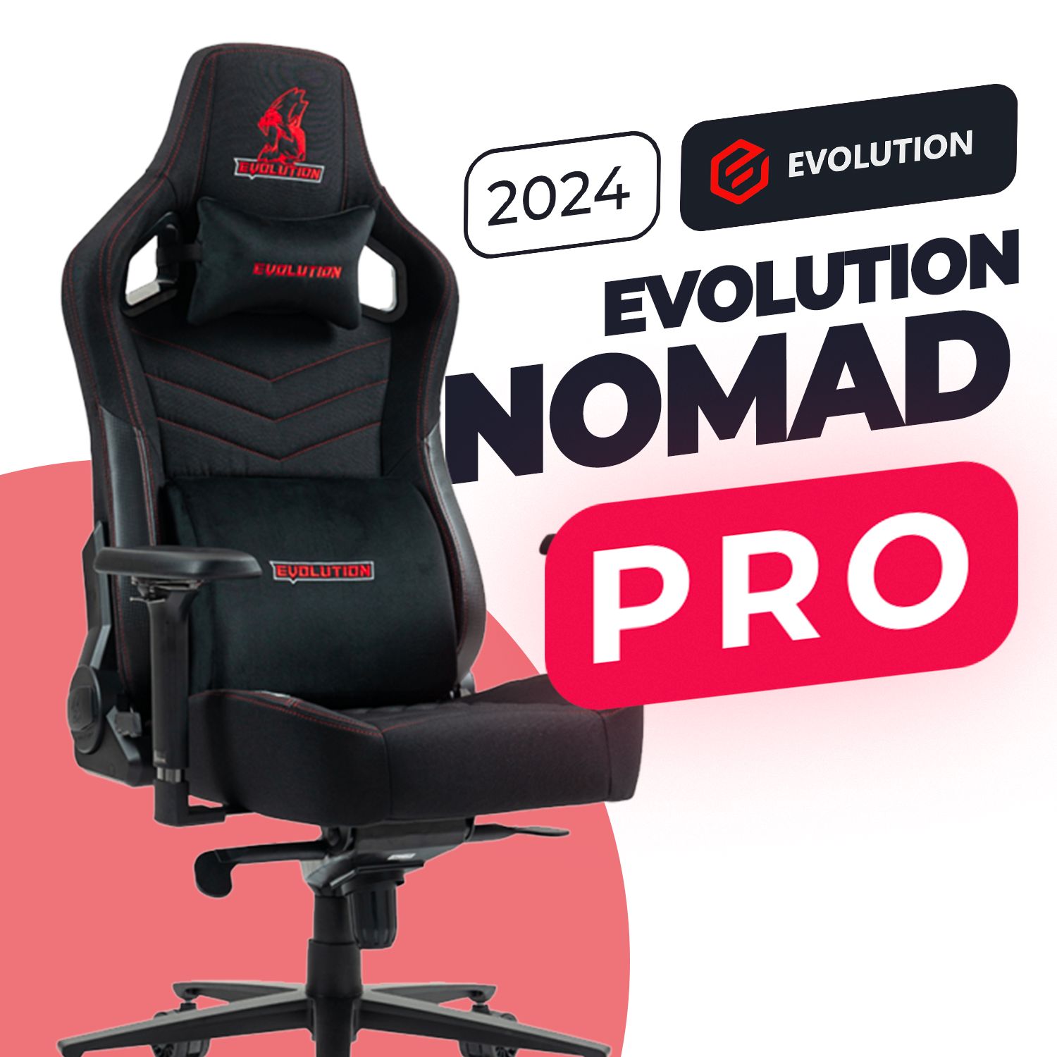 ИгровоекомпьютерноекреслоEVOLUTIONNOMADPROBlack/Red,тканевое