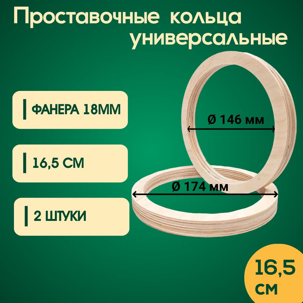 КольцапроставочныеПроставочныекольцадлядинамиков6,5"(16,5см)универсальные,Фанера18мм,16.5см(6.5дюйм.)