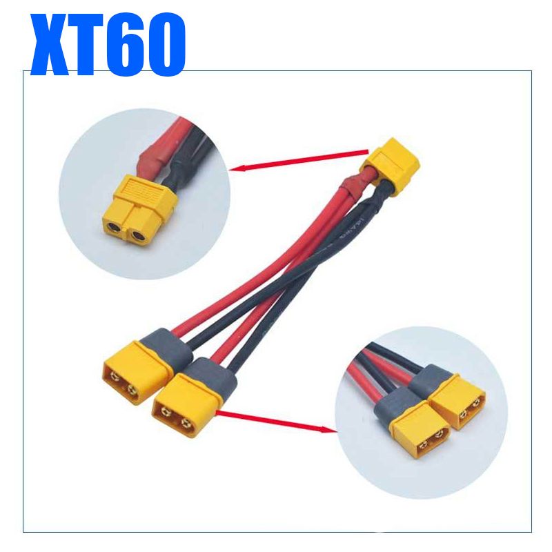 Переходник XT60 мама на 2 XT60 папа 16AWG 10см (XT60-F to 2 XT60-M)