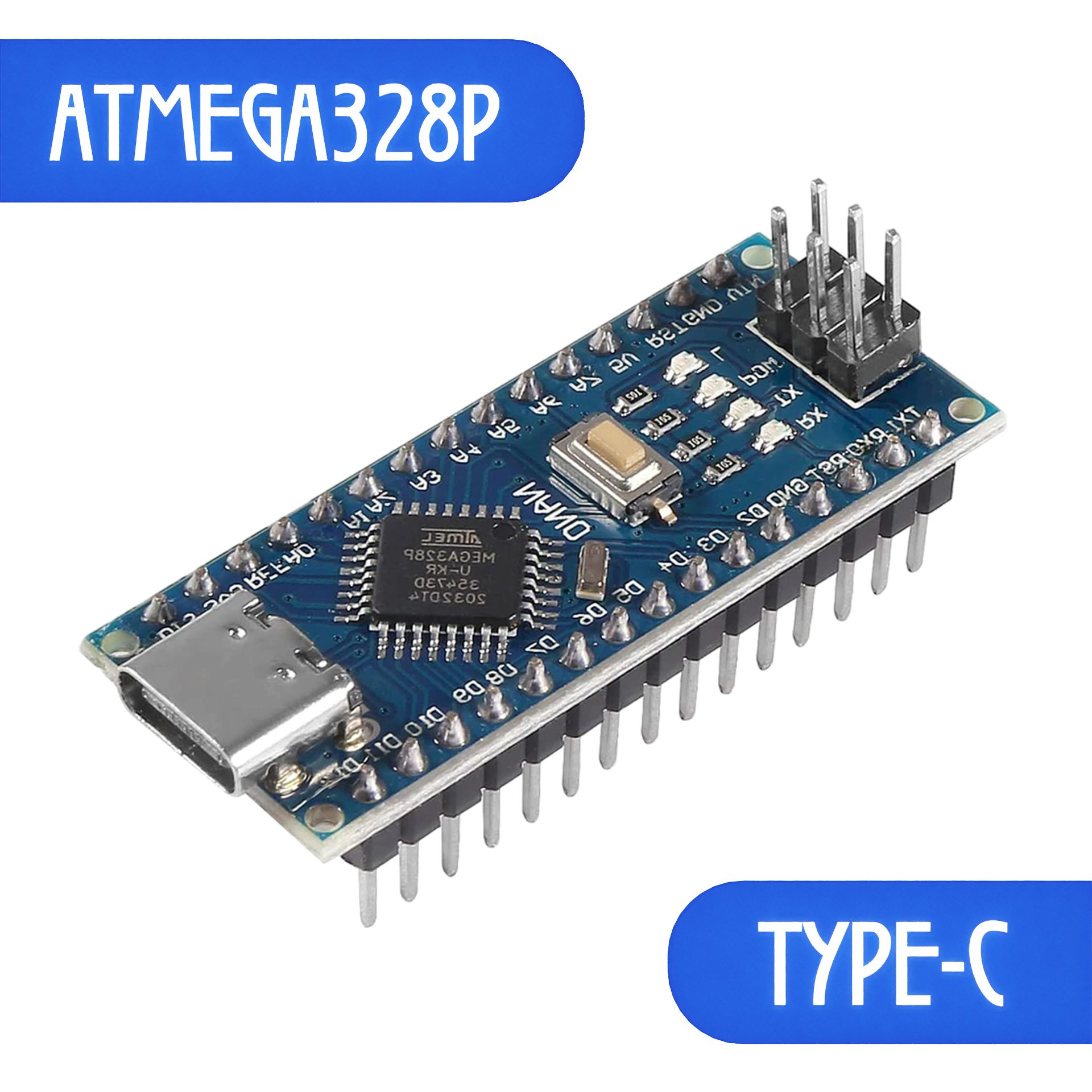 КонтроллерArduinoNanoV3.0ATMEGA328PCH340ардуино(запаянная),USBType-C