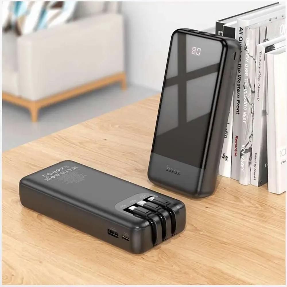 hoco Внешний аккумулятор Hoco J114A charger power bank with cable and  digital dis play (20000mAh) black, 20000 мАч, черный