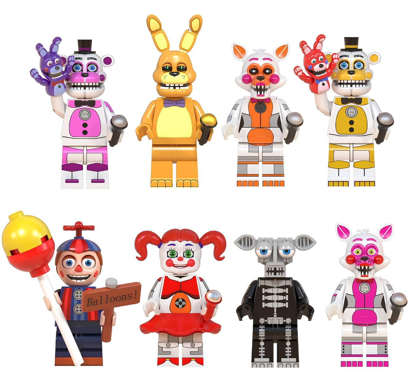 Набор минифигурок Аниматроники ФНАФ / Пять ночей у Фредди FNAF совместимы с  конструкторами лего 8шт (4.5см, пакет) WM6097 - купить с доставкой по  выгодным ценам в интернет-магазине OZON (300455047)