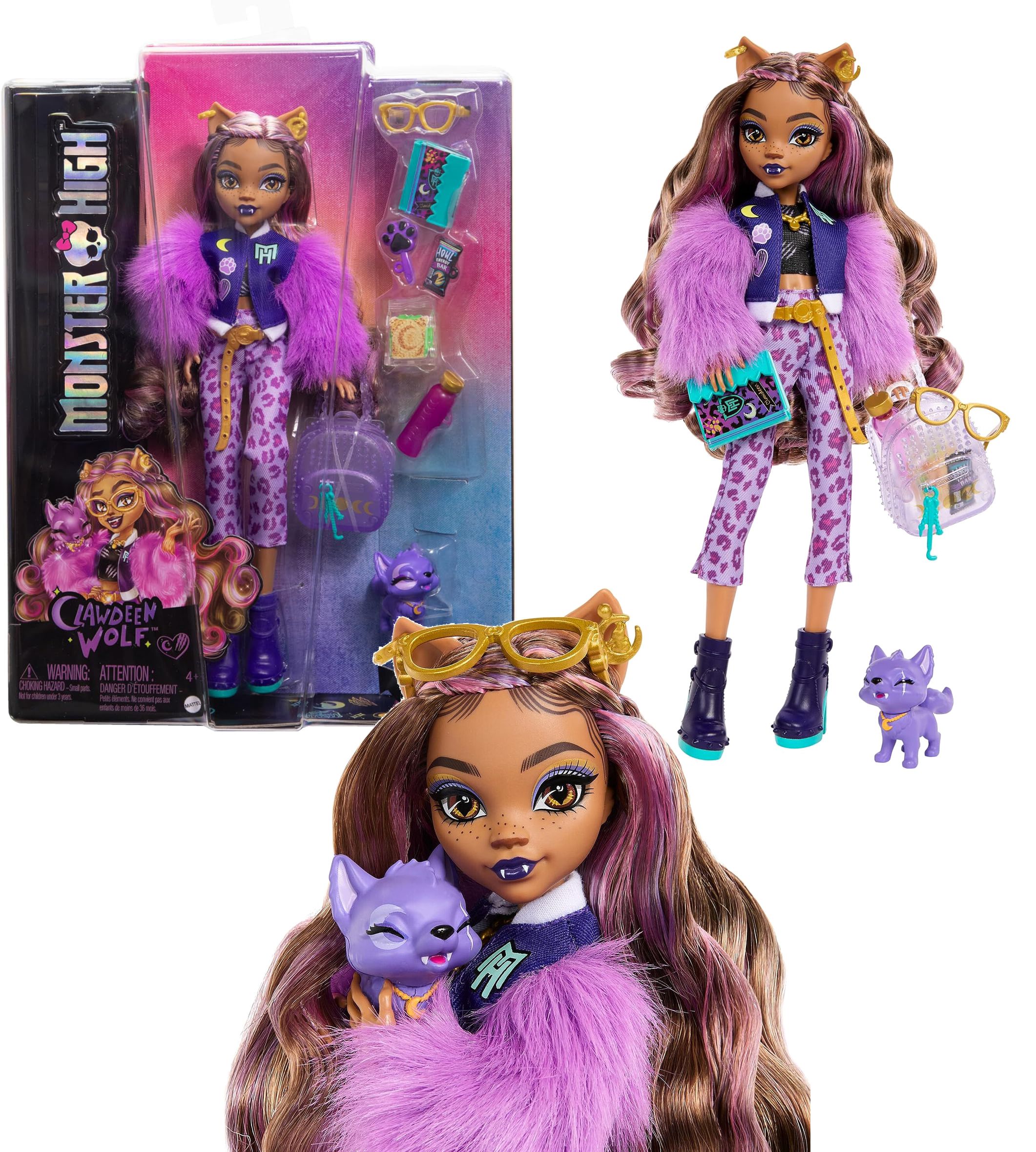 Кукла Клодин Вульф Монстер Хай рефреш базовая с рюкзаком Clawdeen Wolf  Monster High