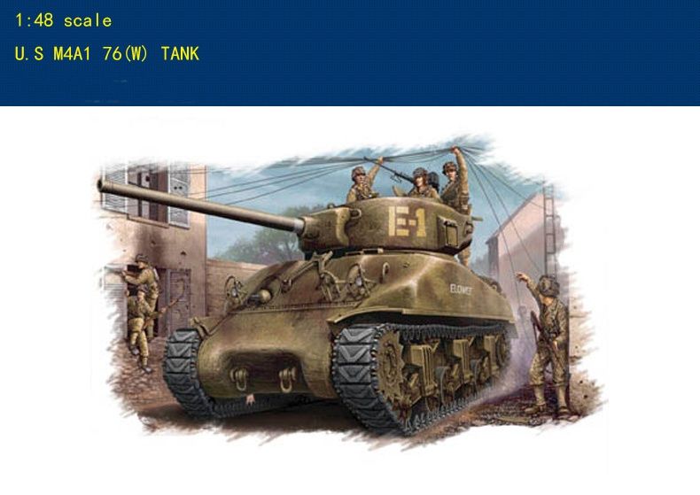 Hobby Boss 84801 1/48 U.S. M4A1 76 W Средний танк (пластиковая модель) Корабль