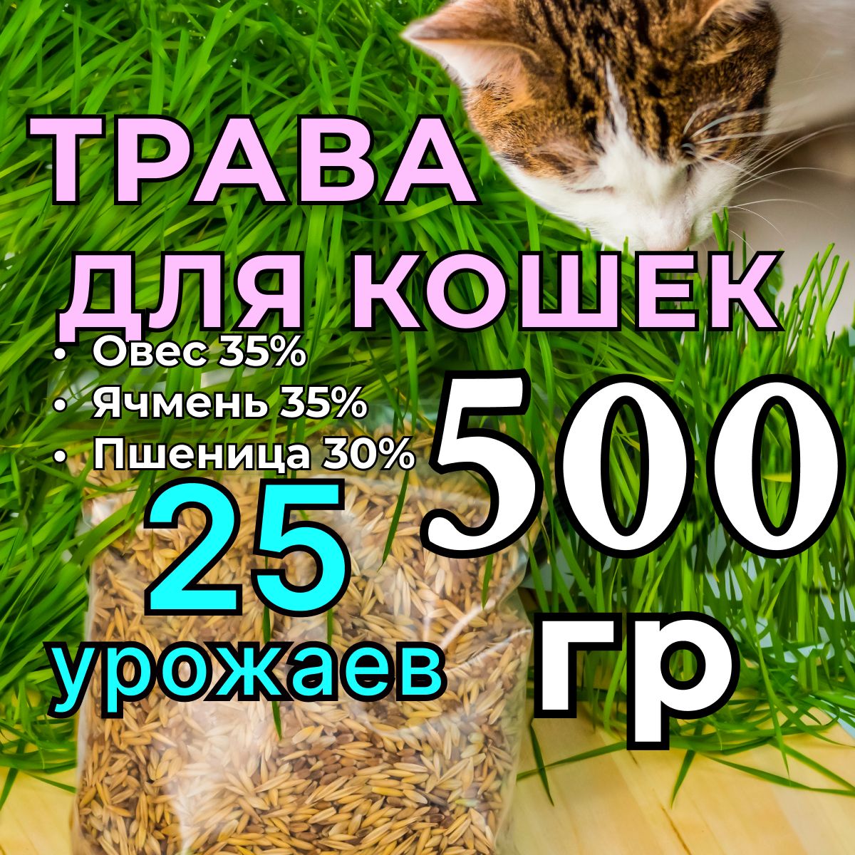 Трава для кошек для проращивания 500 г