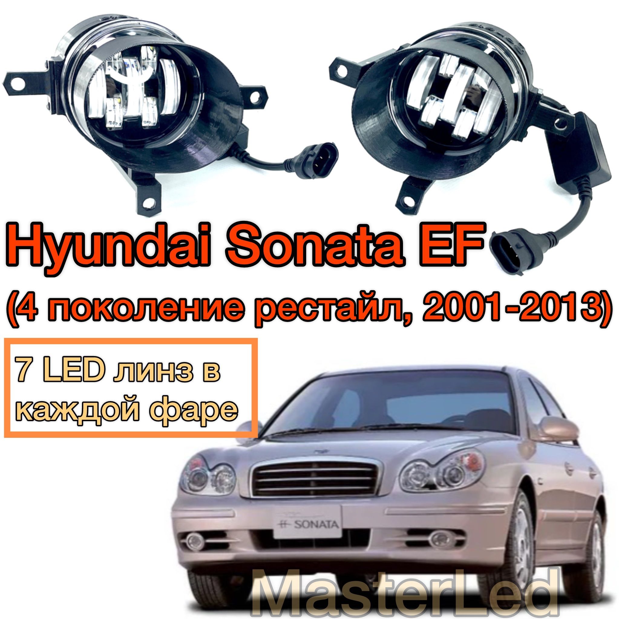 LED ПТФ Противотуманные светодиодные фары для Hyundai Sonata EF (Хендай Соната)