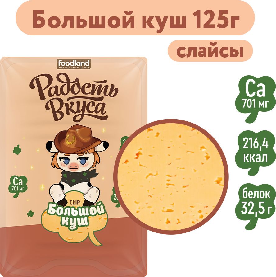 Сыр Радость Вкуса Большой куш, 20%, слайсы, 125 г