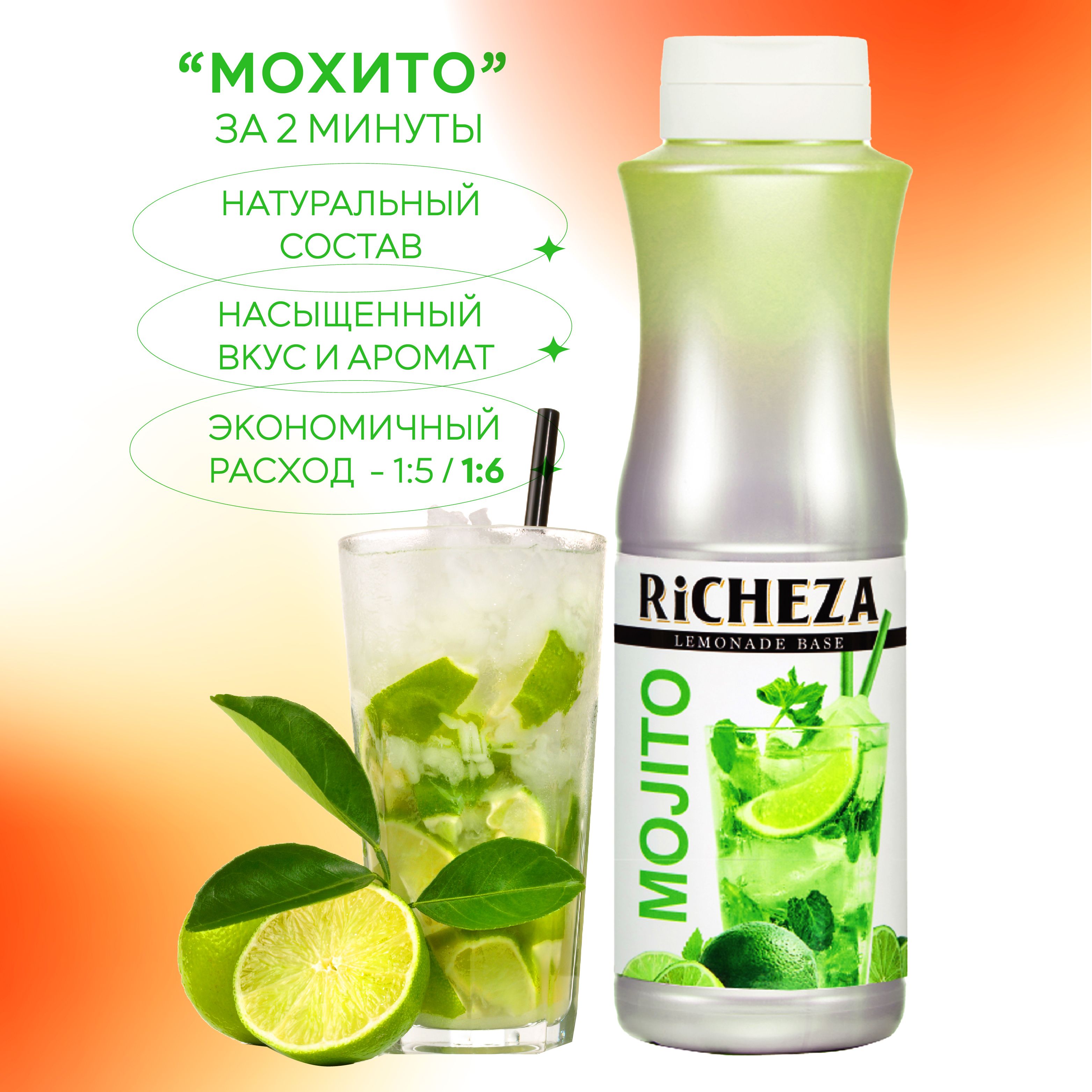 Основа для напитков Мохито RiCHEZA, 1кг (для лимонадов и коктейлей) -  купить с доставкой по выгодным ценам в интернет-магазине OZON (934923361)