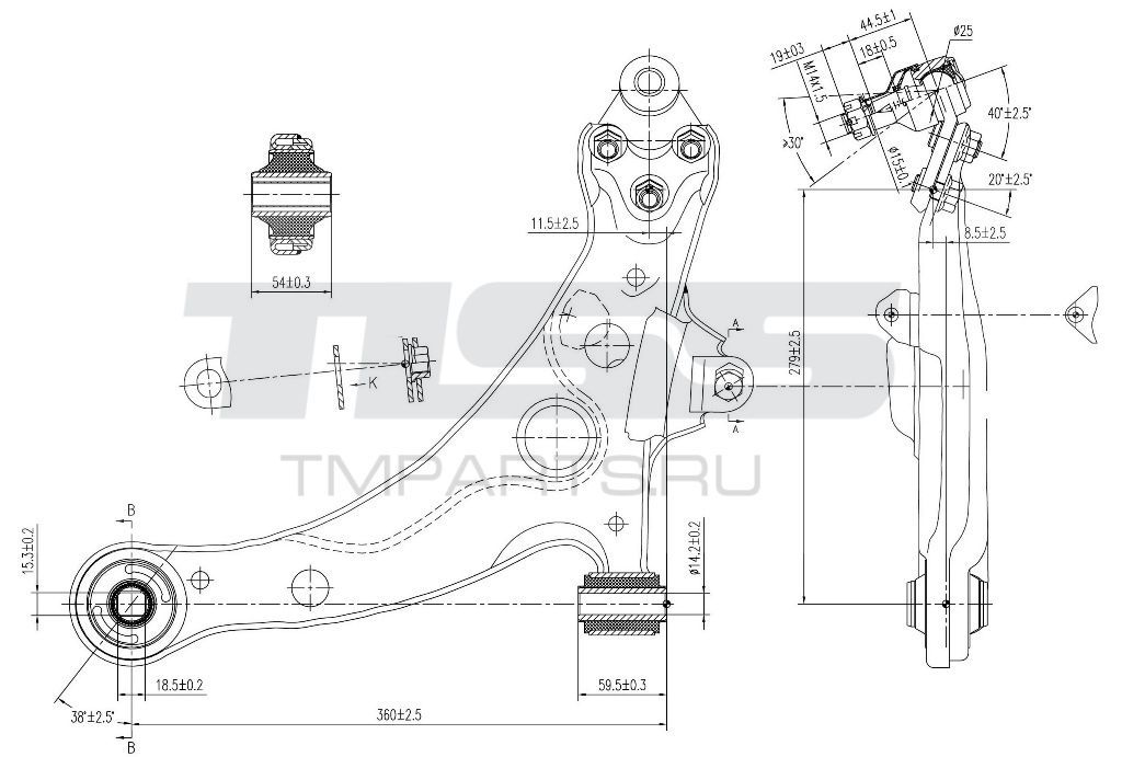 Рычагподвескипередней,правый"Premium"ТойотаTOAvensis#T22#97-02