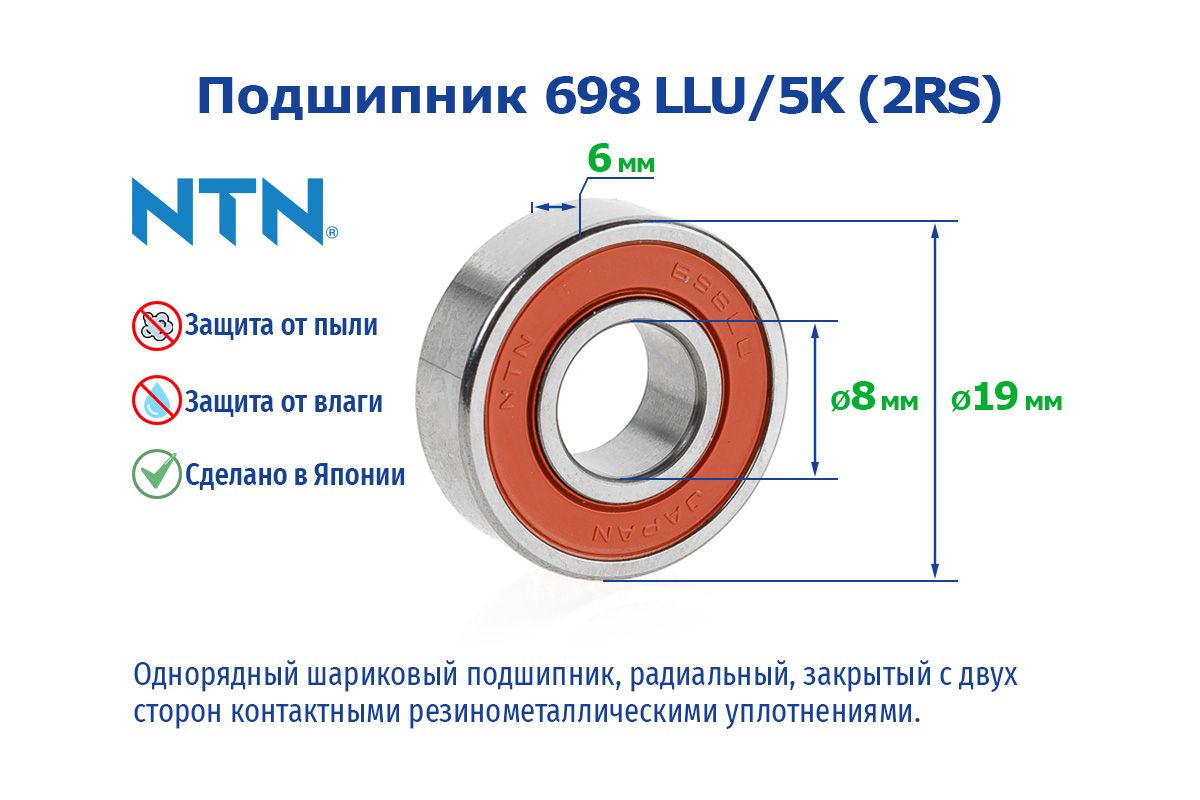 Подшипник698LLU/5K(2RS)NTN