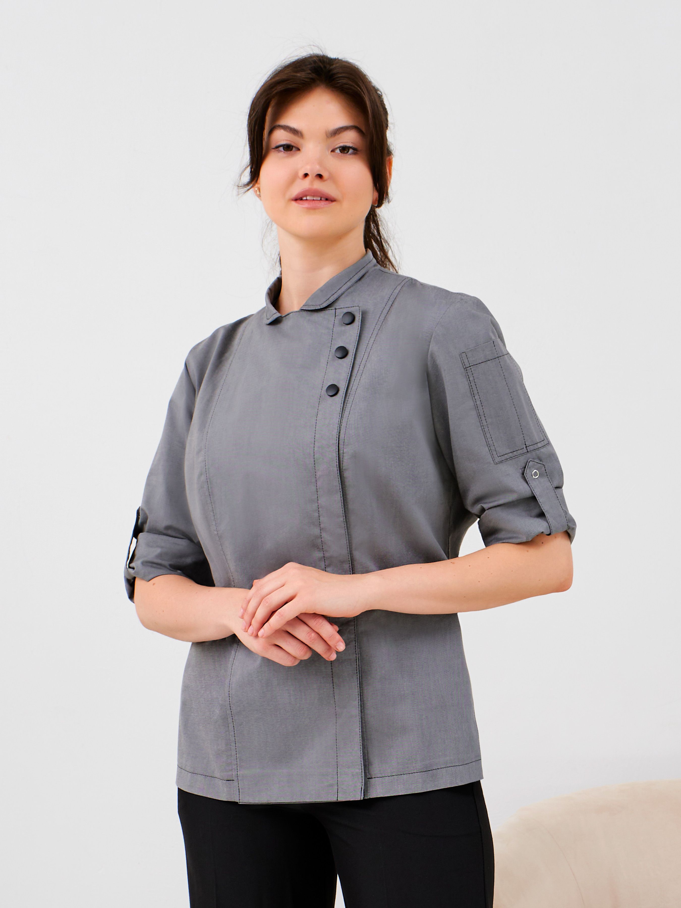 Китель поварской Gretta Куртка для повара (китель) женская, черный, 58 р-р