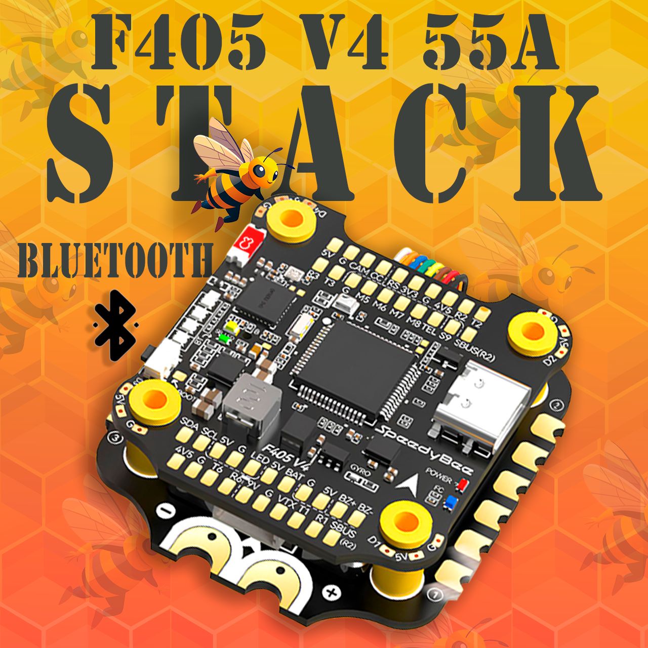 Контроллер полета SpeedyBee F405 V4 55A Stack FC & ESC F405 V4 BLS 55A 4-в-1 ESC 30x30 Bluetooth