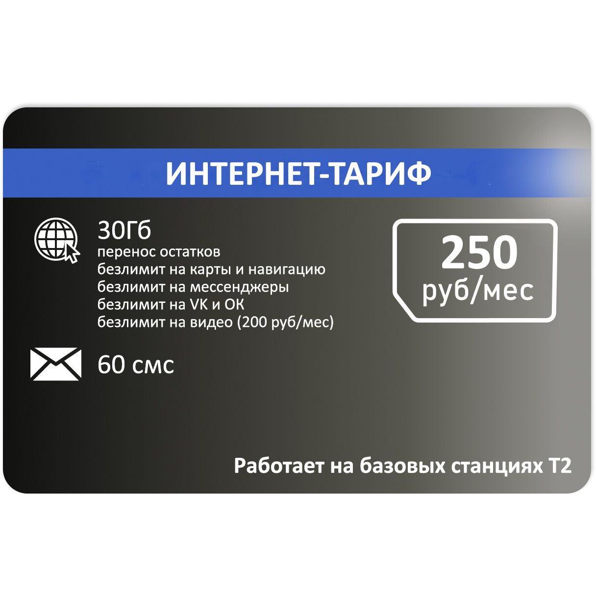 SIM-карта Сим карта для модема от Т2 30 гб АП 250руб. (Вся Россия)