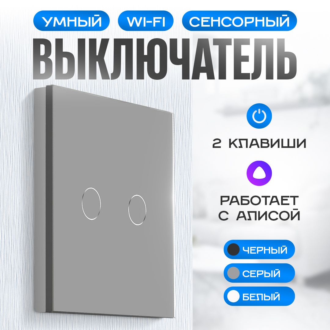 Сенсорныйвыключательсалисой,двухклавишный,wifi