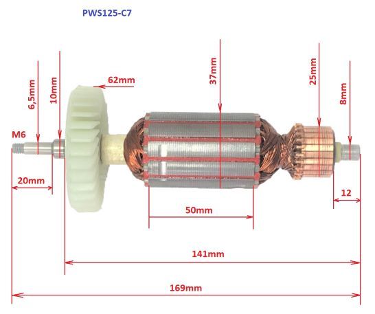 Якорь-роторPWS125-С7/PPO125-C1/PWS150-С1двигателяУШМ-БОЛГАРКИкитайскойPIT