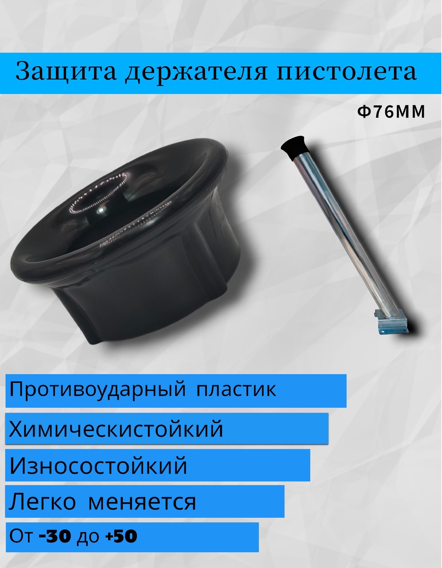 Защитный колпачок держателя пистолета для автомойки Ф76мм (чёрный)