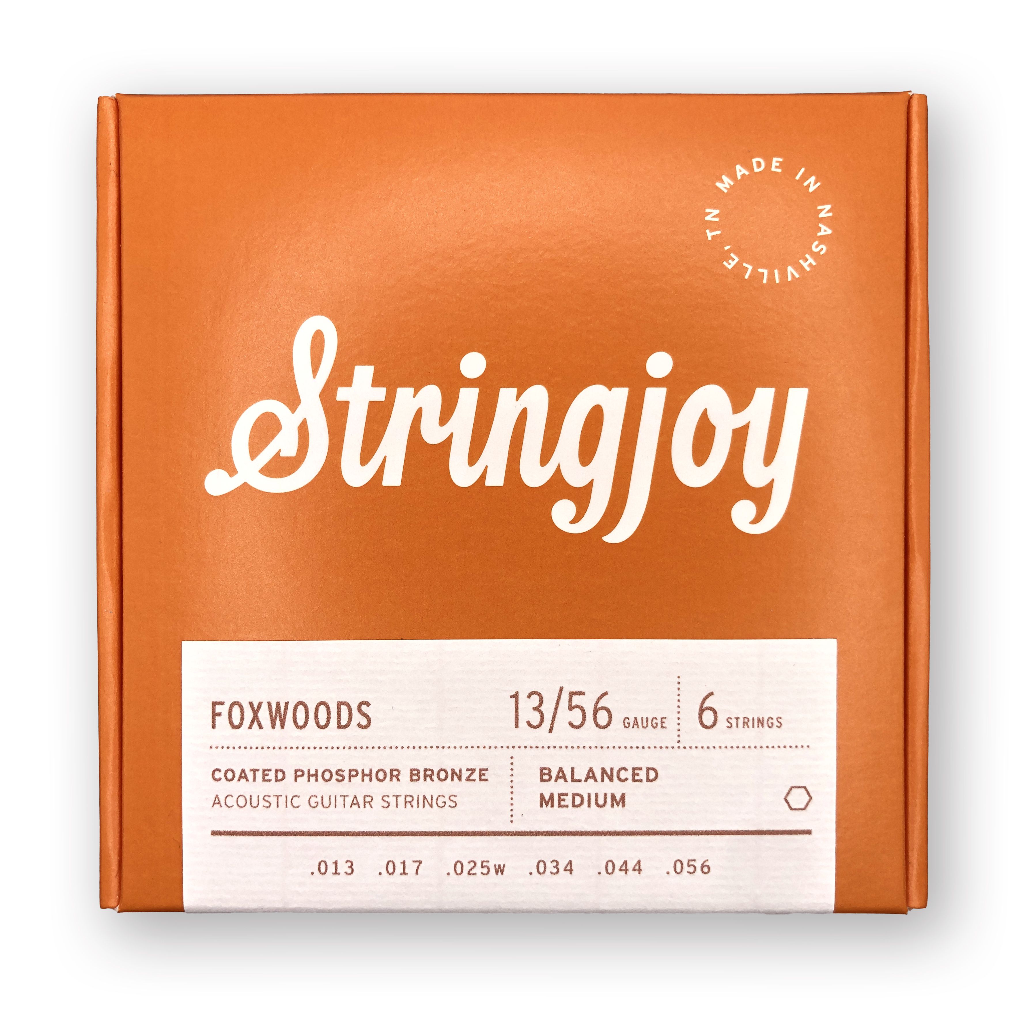 Cтруны для акустической гитары Stringjoy Foxwoods Medium Gauge Coated Phosphor Bronze Acoustic Guitar Strings, 13-56