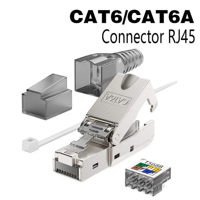 КоннекторRJ-45(8P8C)полевойзаделкимногоразовыйдлявитойпары6и7категории-5шт.