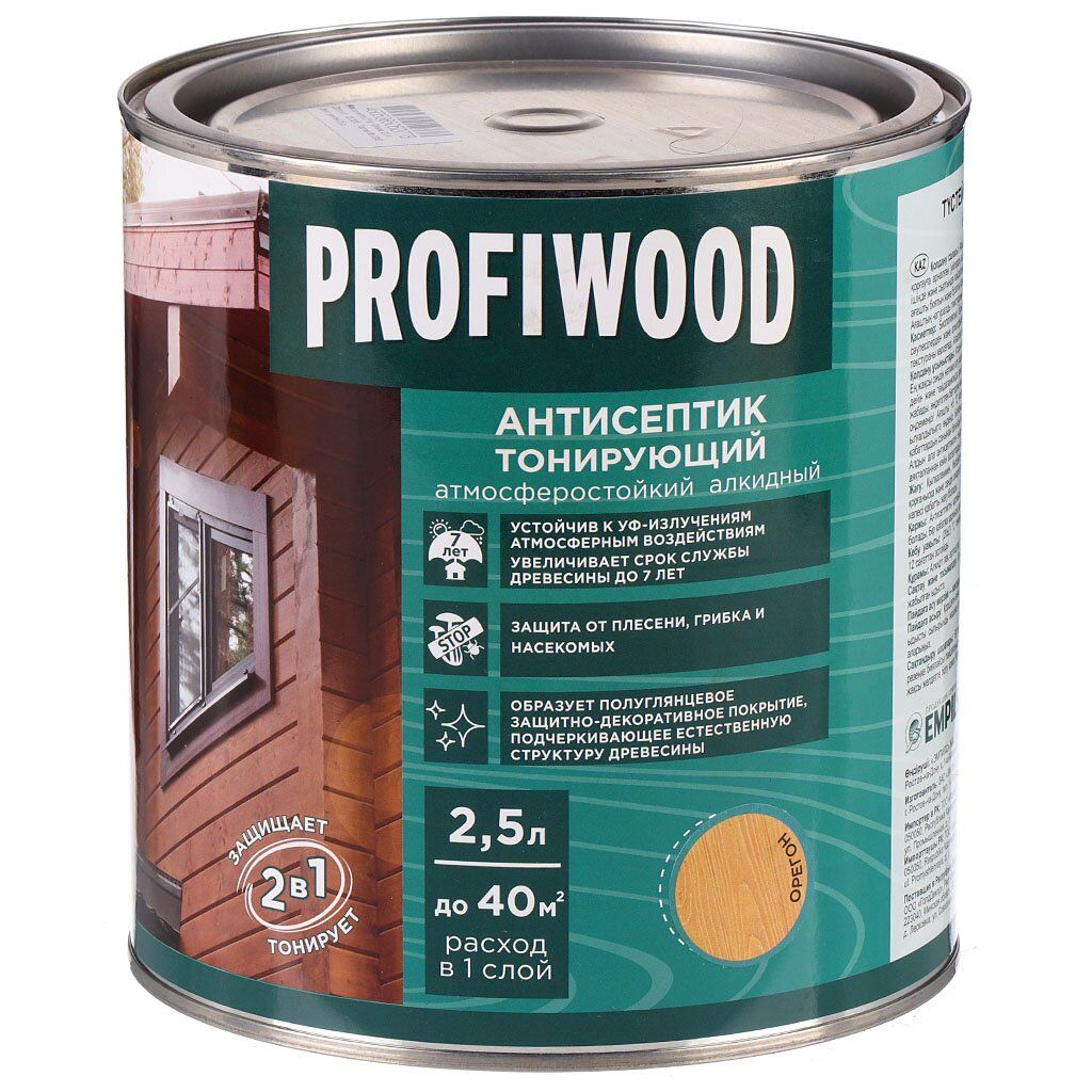 АнтисептикProfiwood,длядерева,тонирующий,орегон,2.1кг