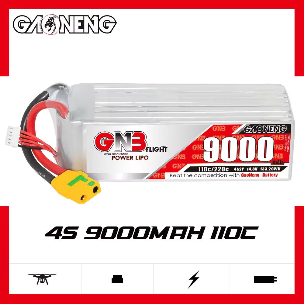 Аккумулятор Li-po GNB 9000mah 4S2P 14.8V 110C 52x49x160mm XT90