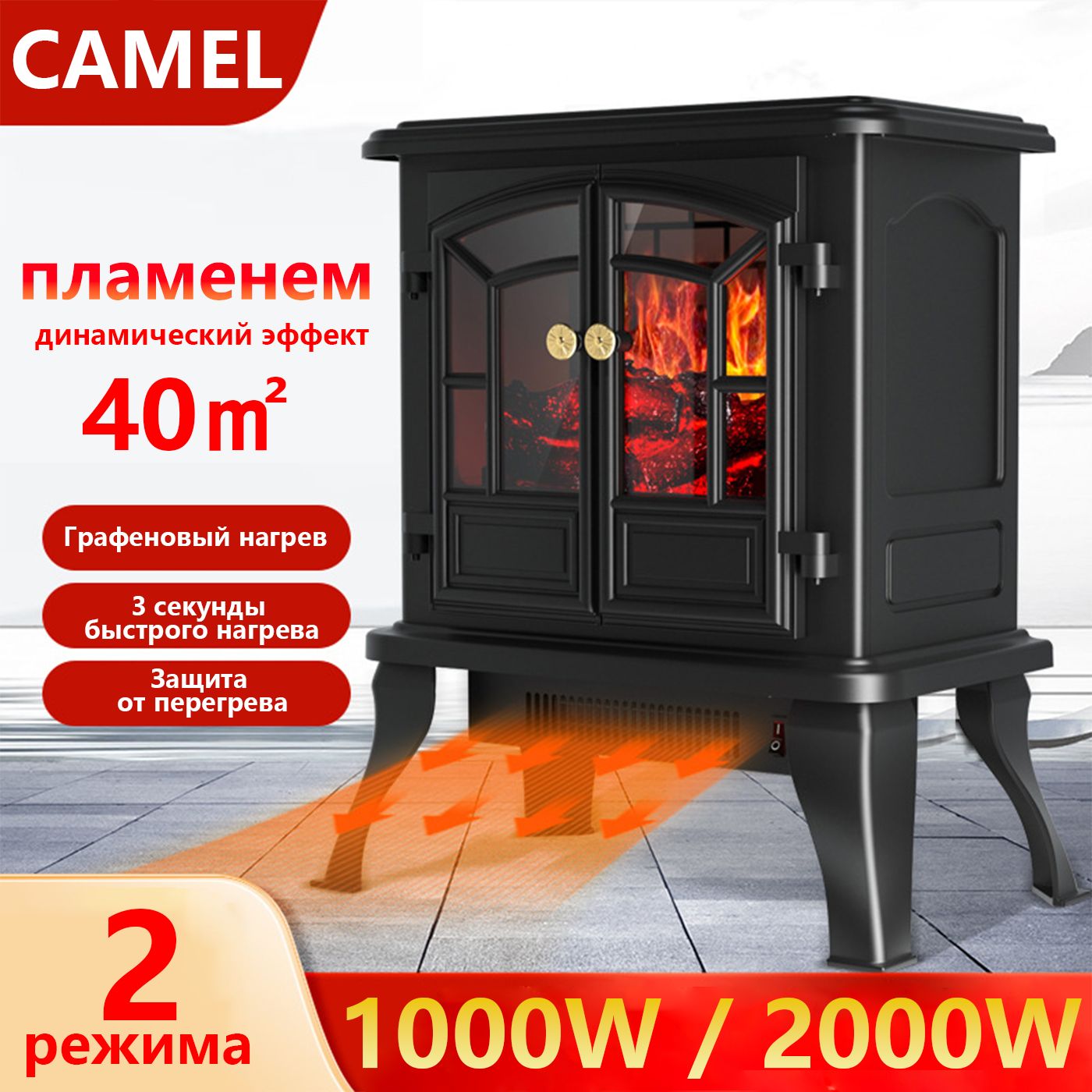 Электрокамин CAMEL. корпус, электронное управление, климат-контроль