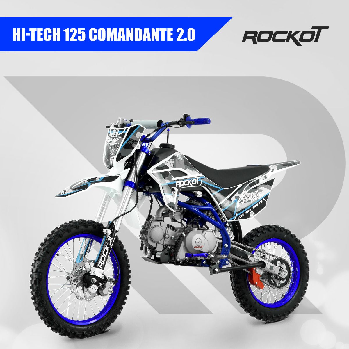 Питбайк ROCKOT HI-TECH 125 Comandante 2.0 (механ. сцепл., эл. стартер, 17/14)