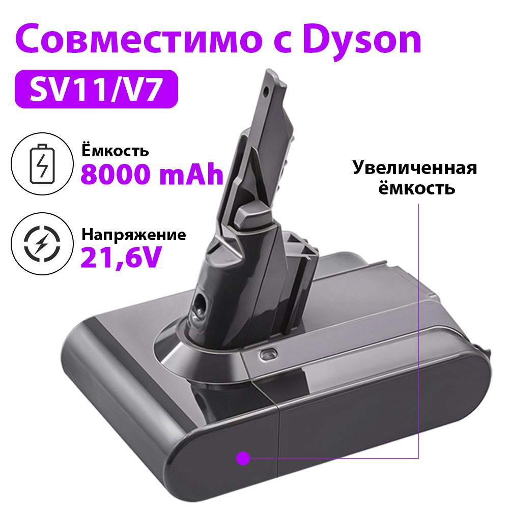 Сменный аккумулятор (акб) для беспроводного вертикального пылесоса Dyson (Дайсон) Dyson SV11/V7 Animal/V7 Motorhead/V7 Cord-free/V7 Absolute/V7 Fluffy (21.6V, 8000mAh)