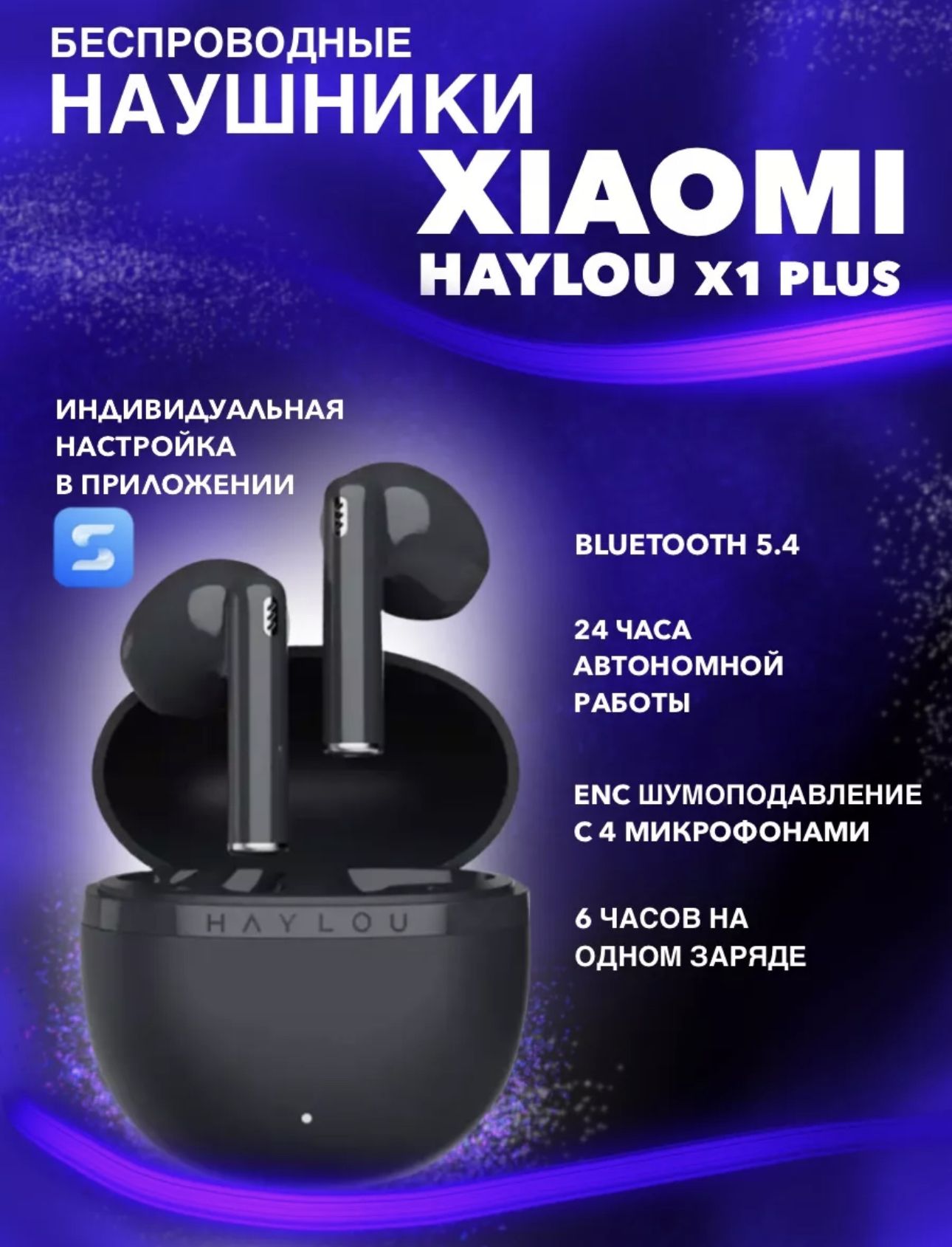 БеспроводныенаушникиXiaomiHaylouX1PLUSсENCшумоподавлением,синие