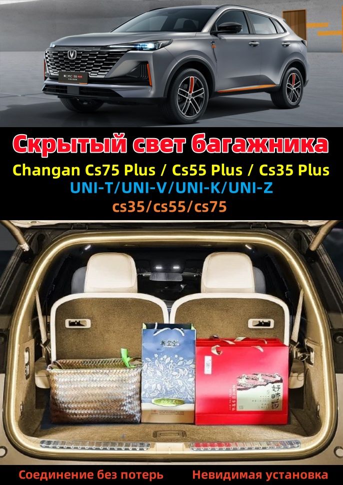 Лента светодиодная для автомобиля 10W, 1 шт. арт. Changan(cs75 plus/cs55 Plus/cs35 Plus  UNI-T/UNI-V/UNI-K/UNI-Z  cs35/cs55/cs75)