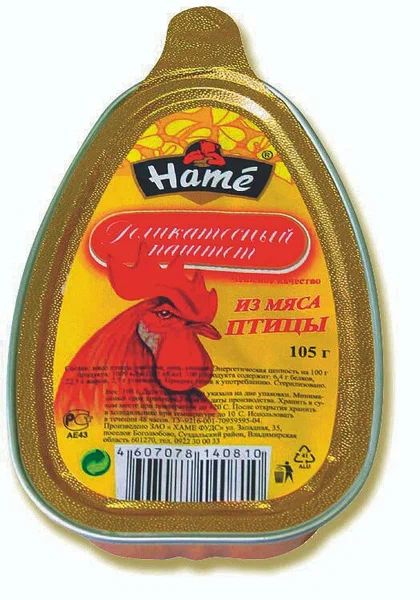 Hame Паштет, Мясо птицы, 105 гр