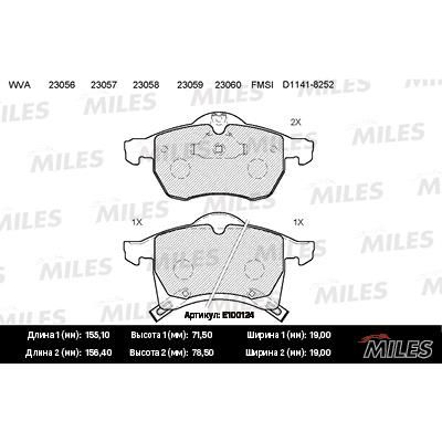 Колодки тормозные дисковые MILES для а/м OPEL ASTRA G 1.8-2.2 16v, ZAFIRA A, B 1.6, 1.8 передние, SemiMetallic