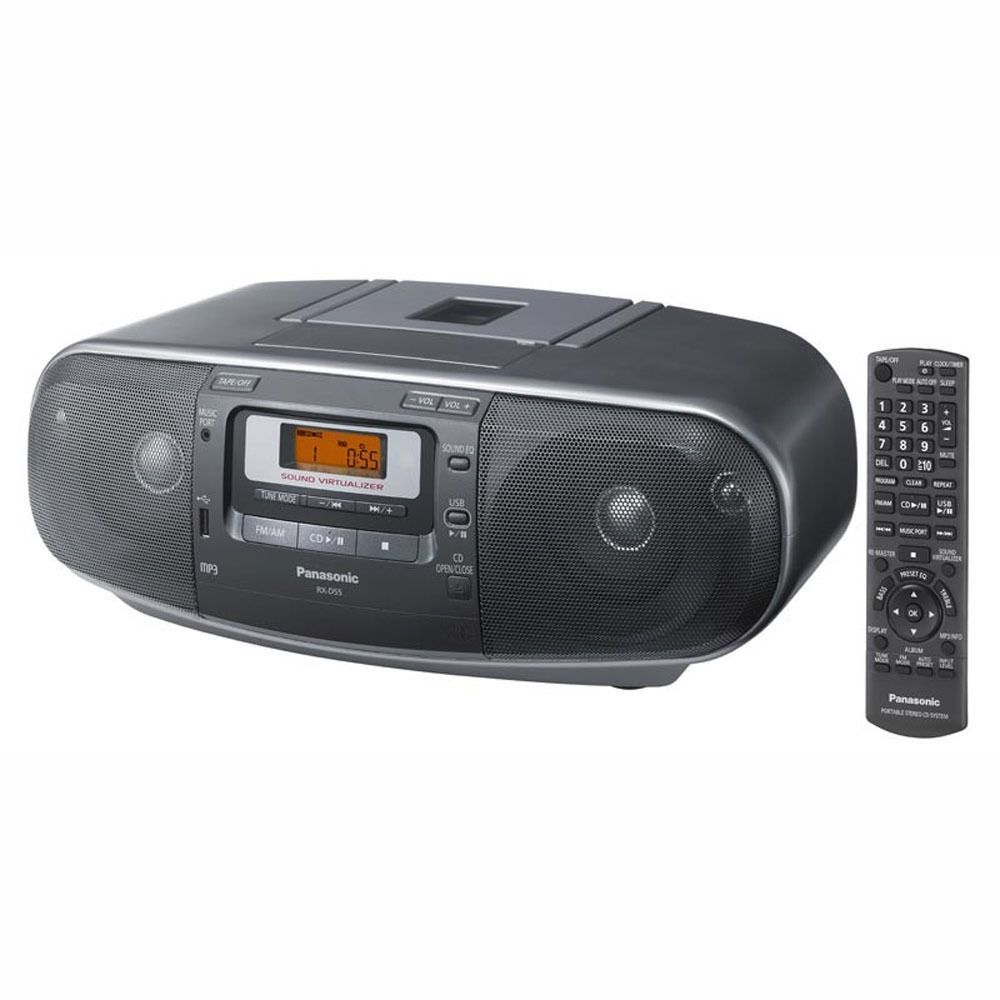 МагнитолаPanasonicRX-D55EE-KСтереоКассетная/CD/MP3/USB/FM