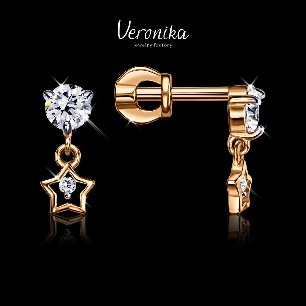 Veronika jewelry factory Серьги женские серебро 925 пробы пусеты гвоздики