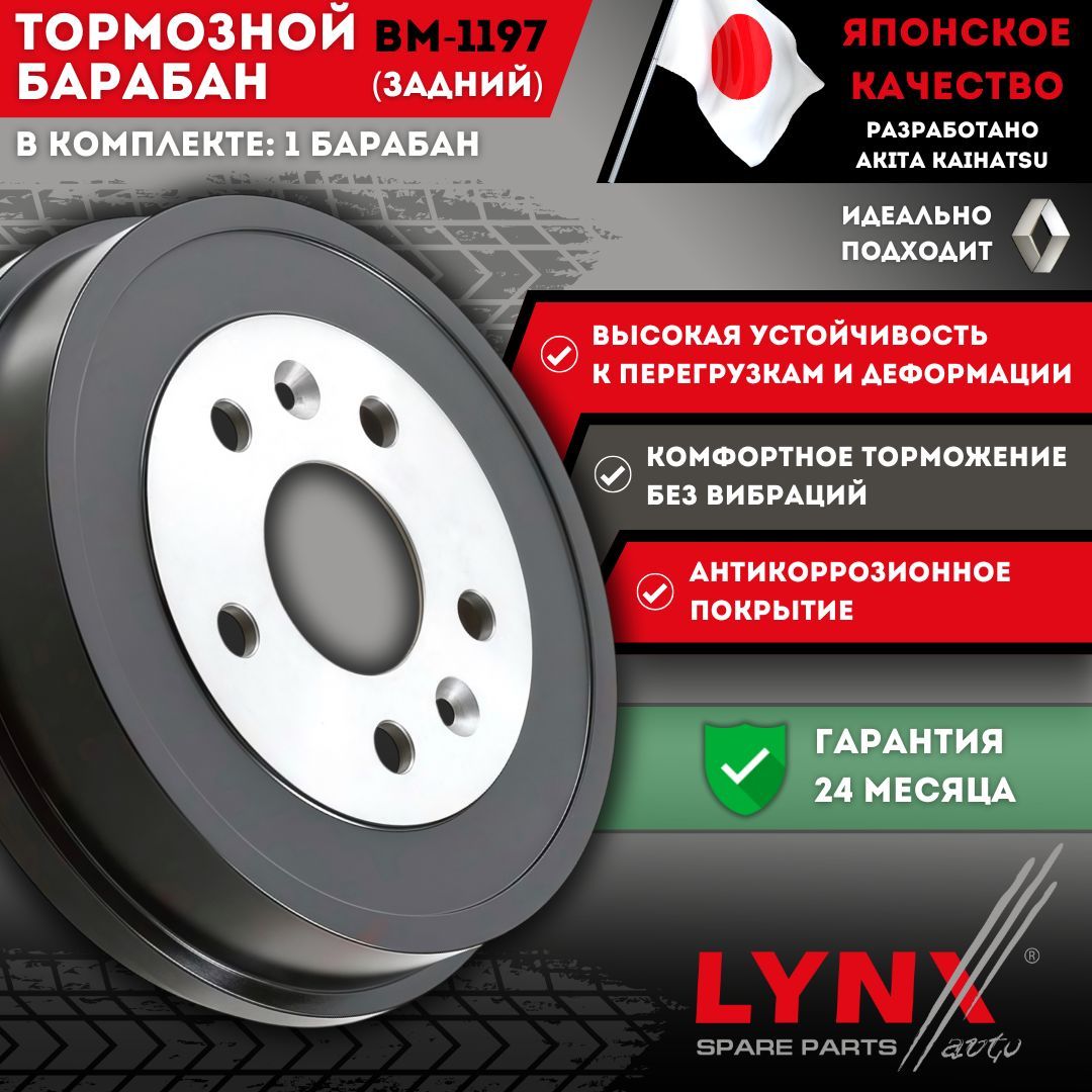 Тормозной Барабан Рено Дастер 4 4 Каптюр Аркана Renault Duster Capture Arkana BM-1197 OEM 8200835832