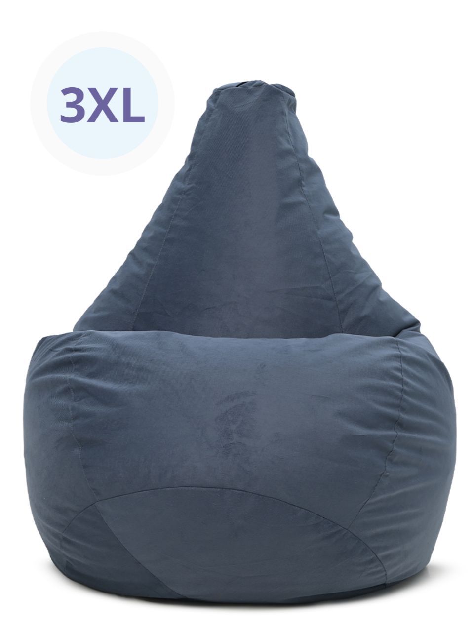 Bean-Bag Кресло-мешок Груша, Велюр натуральный, Размер XXXL,темно-синий