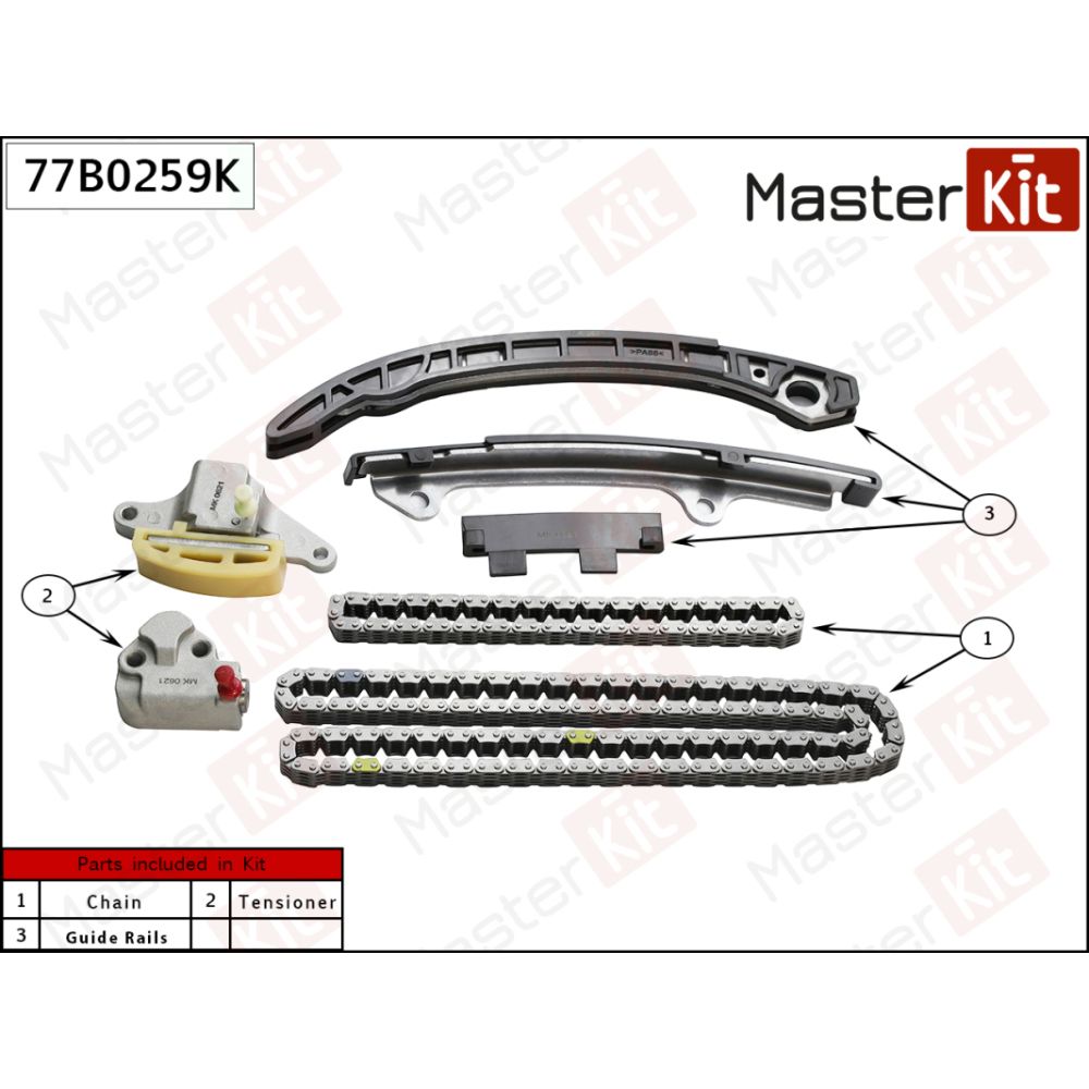 Комплект цепи ГРМ NISSAN X-TRAIL (T31) >10 QR25DE MASTERKIT 77B0259K