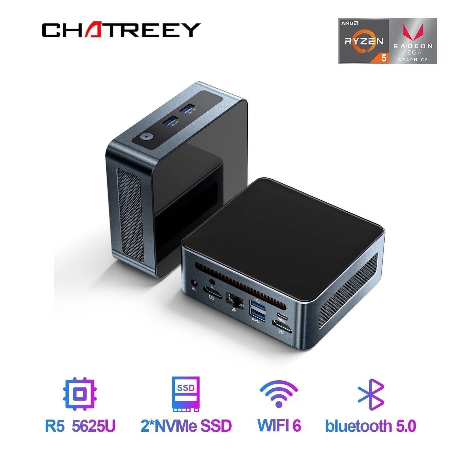 ChatreeyМини-ПКAN2P(AMDRyzen55625U,RAMОтсутствует,AMDRadeon,Windows11Pro),синий