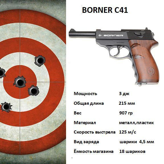 Пневматический пистолет Borner C41 (Walther P.38)