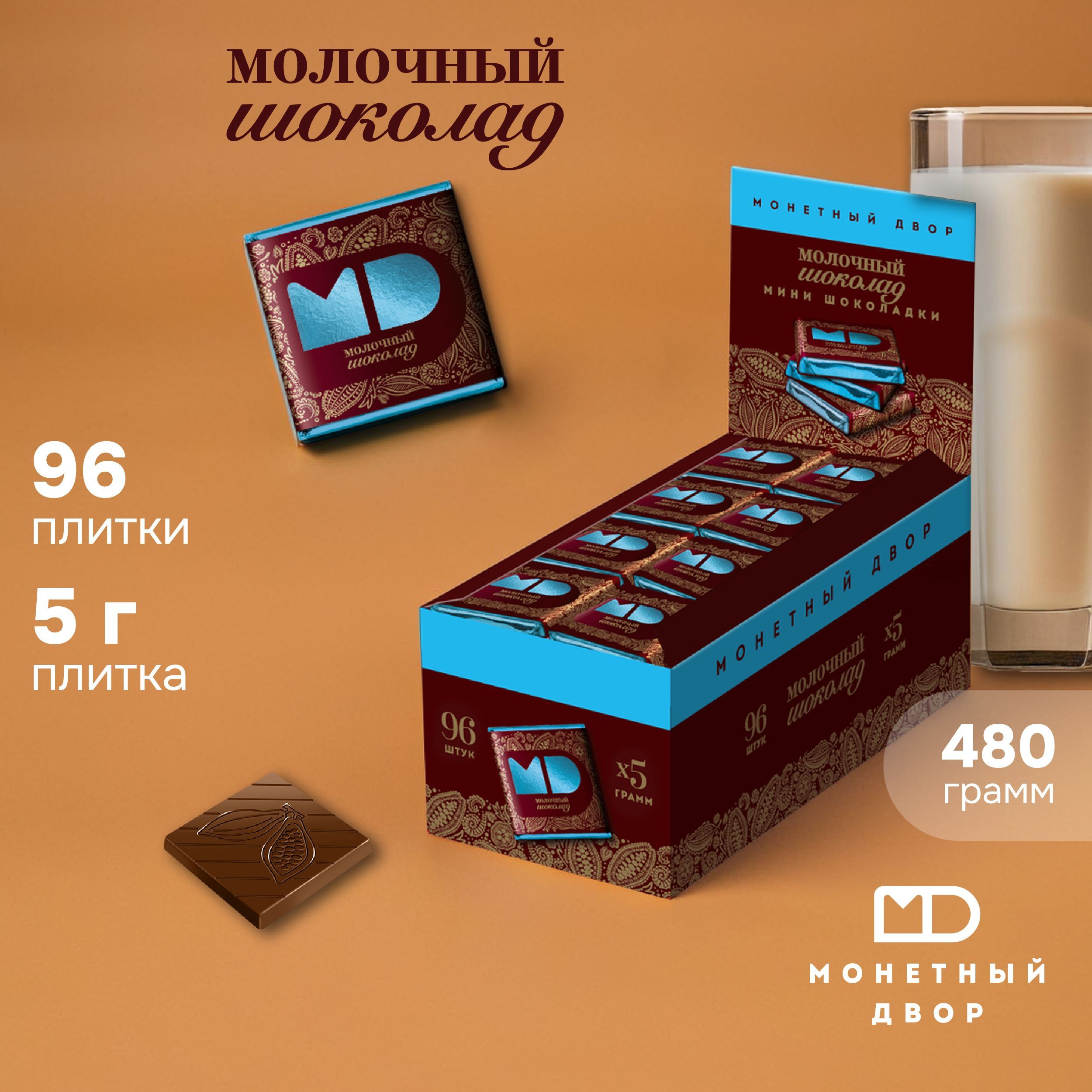 Шоколад "Монетный двор" молочный, 96 шт. по 5 гр.