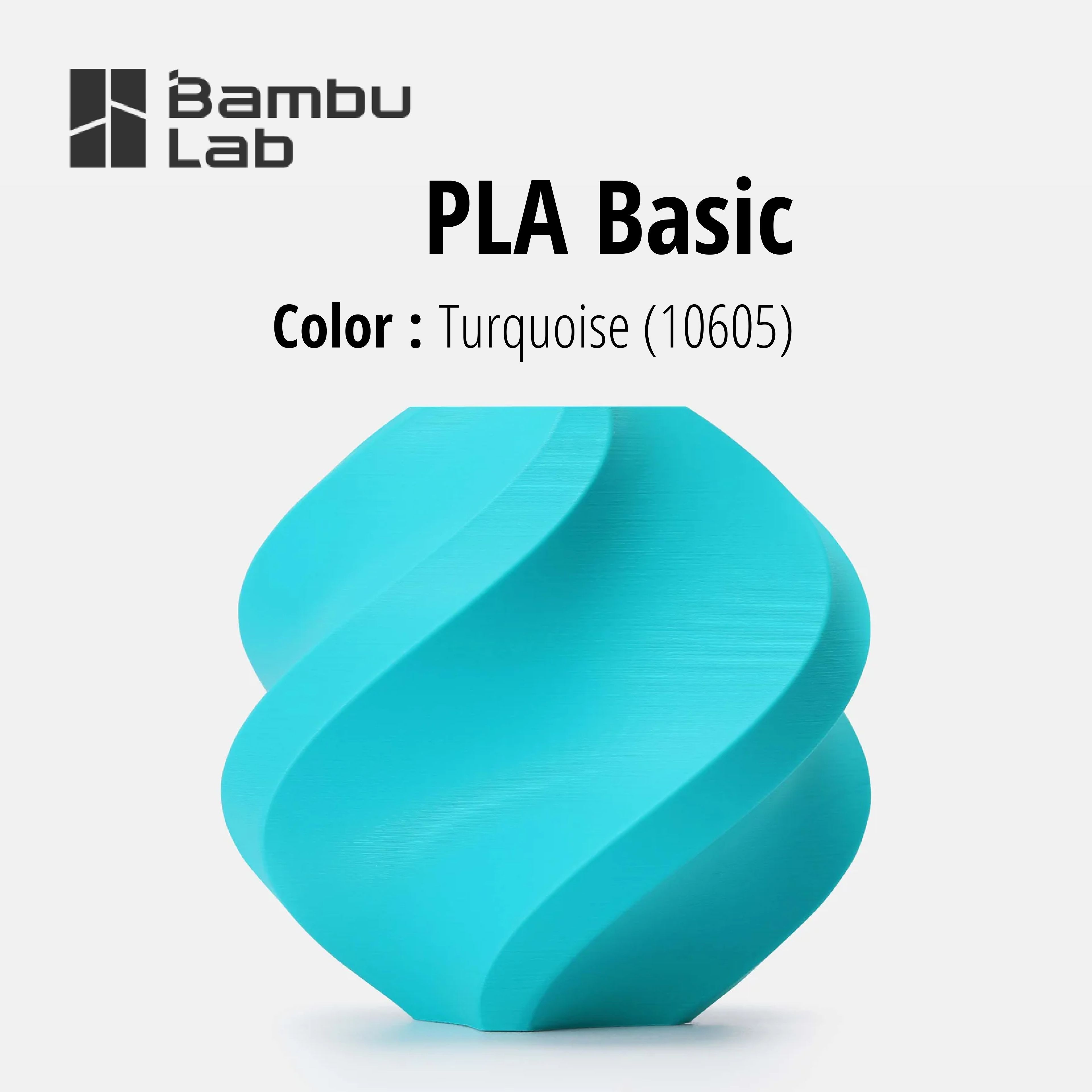 PLAпластикBambuLabдля3дпринтераСветлоГолубой,базовый1кг(Безкатушки)Turquoise(10605)