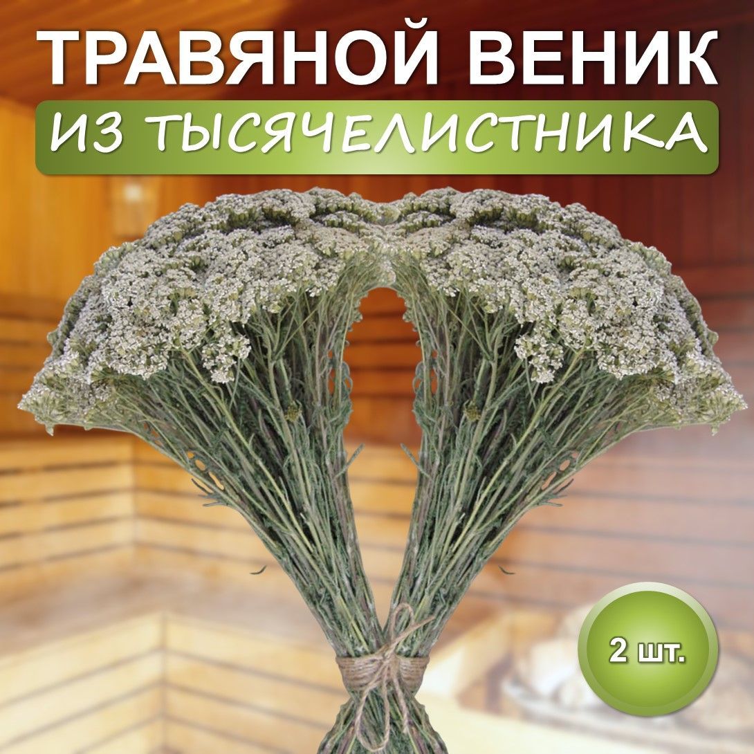 Веник для бани травяной из Тысячелистника, набор 2 шт.