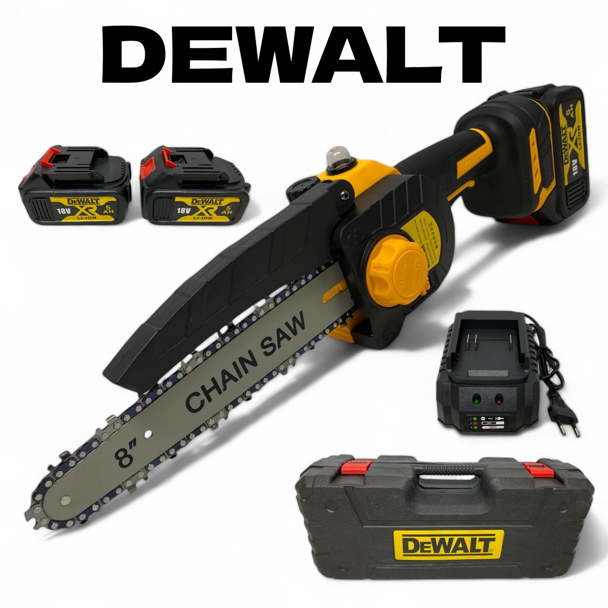 Цепная пила DEWALT 8 дюйма аккумуляторный бесщеточный 18 вольт 5 ампер