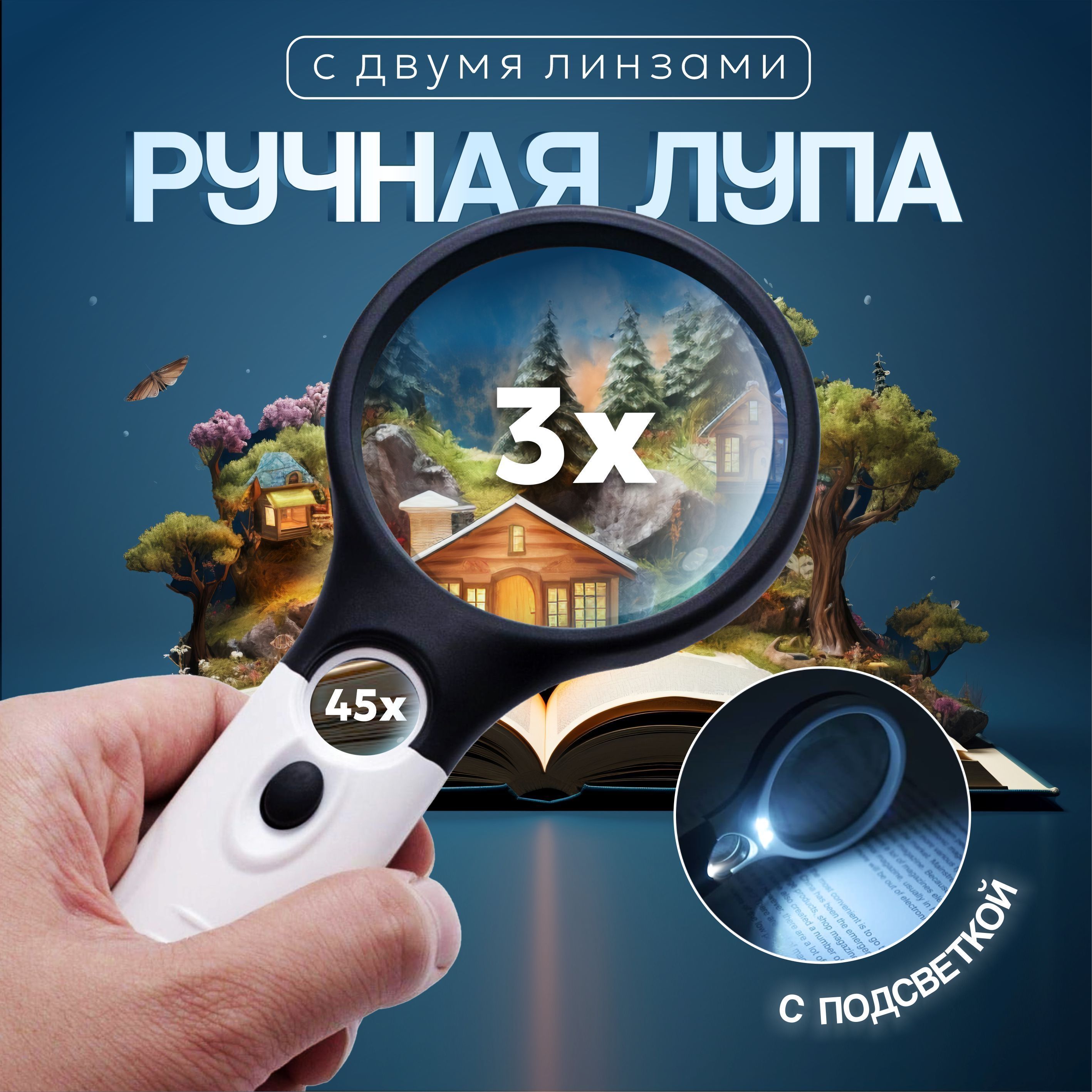 Лупа3-кратная,диаметр:75мм