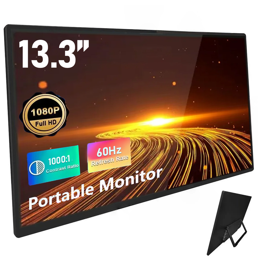 13.3"Монитор13.3-дюймовыйпортативныймонитор1920*1080pHDразрешение60Гц72%ntscультратонкийUSB-CHDMIсовместимыйигровоймонитордляПКноутбукSwitchXBOXSwitchPS4PS5,черныйматовый,черный