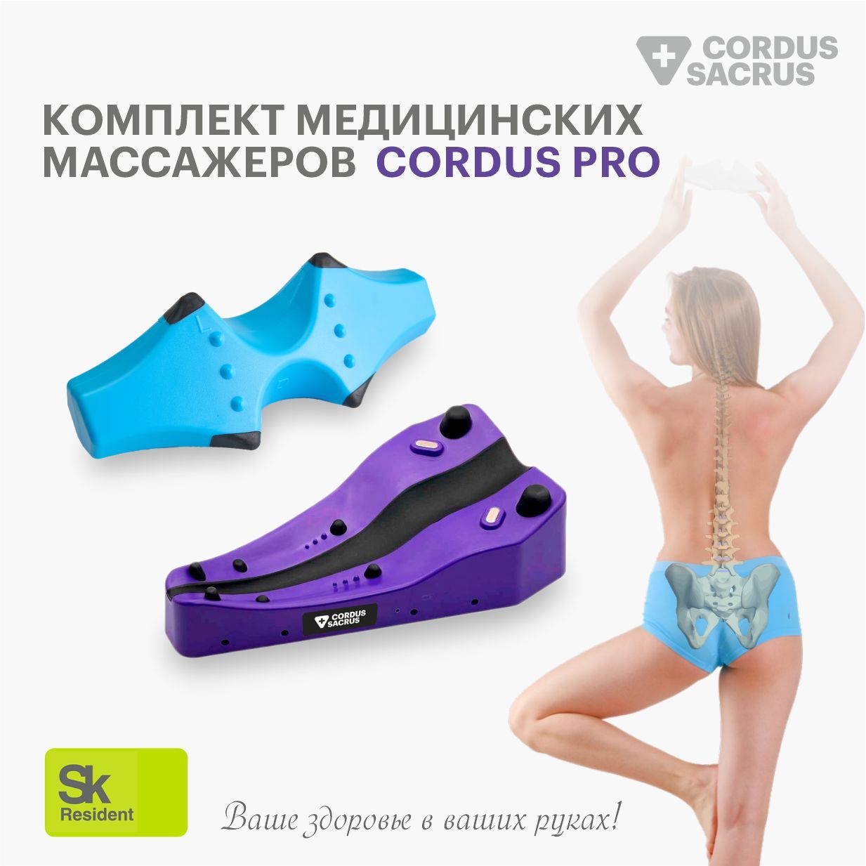 Комплект массажеров для спины Cordus Plus для лечения спины, шеи и поясницы