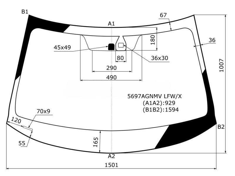 XYG Стекло лобовое (Датчик дождя) Mitsubishi Outlander 12-22