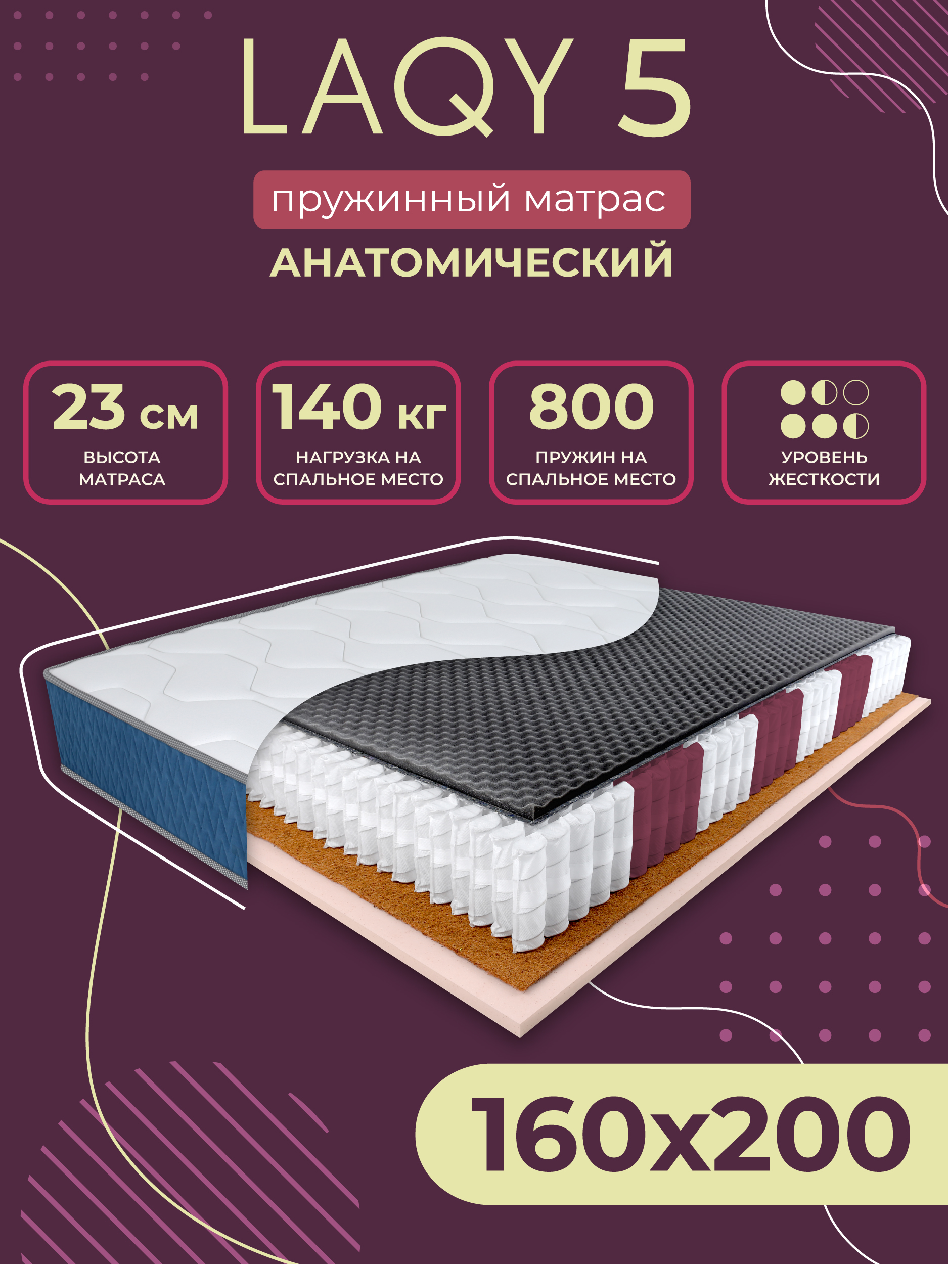 Матрас160х200ортопедическийснезависимымипружинамиLAQY5