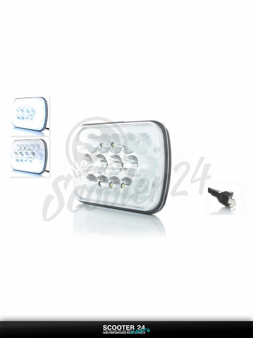 Фара на мотоцикл диодная, прямоугольная 198 140, 15 диодов, H4 #G02 1Z питбайк и мопед